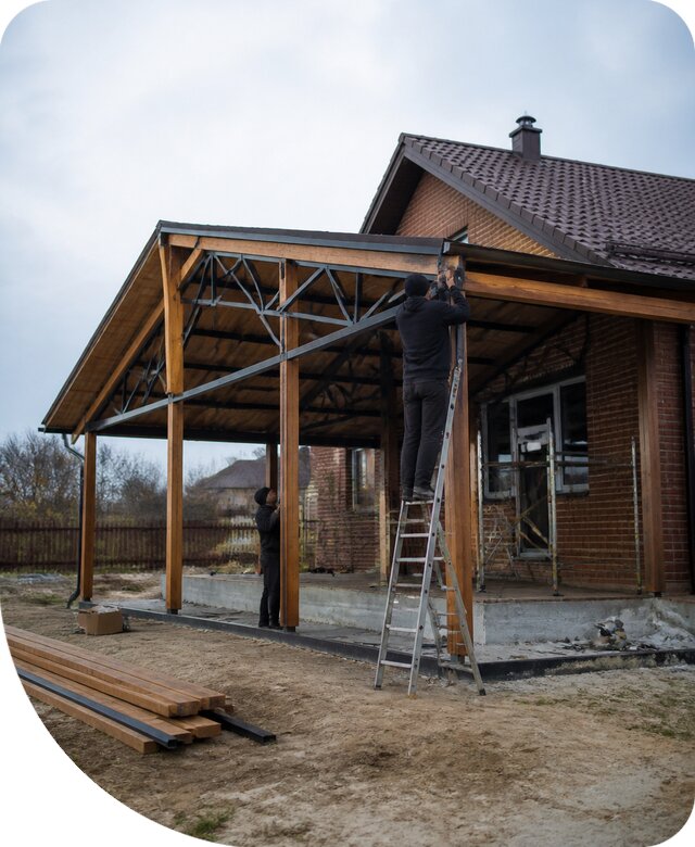 Пристройка навеса к дому и участку в Сальске под ключ